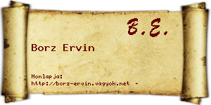 Borz Ervin névjegykártya